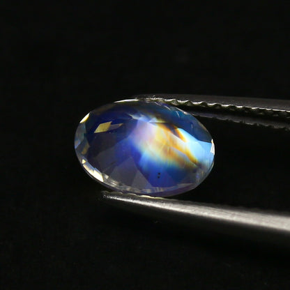 Natural Multi-Fire Rainbow Moonstone (Andesine Labradorite) 1.14 Carat 8x6 MM Oval Shape Faceted Gemstone