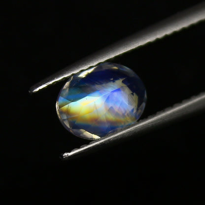 Natural Multi-Fire Rainbow Moonstone (Andesine Labradorite) 1.14 Carat 8x6 MM Oval Shape Faceted Gemstone