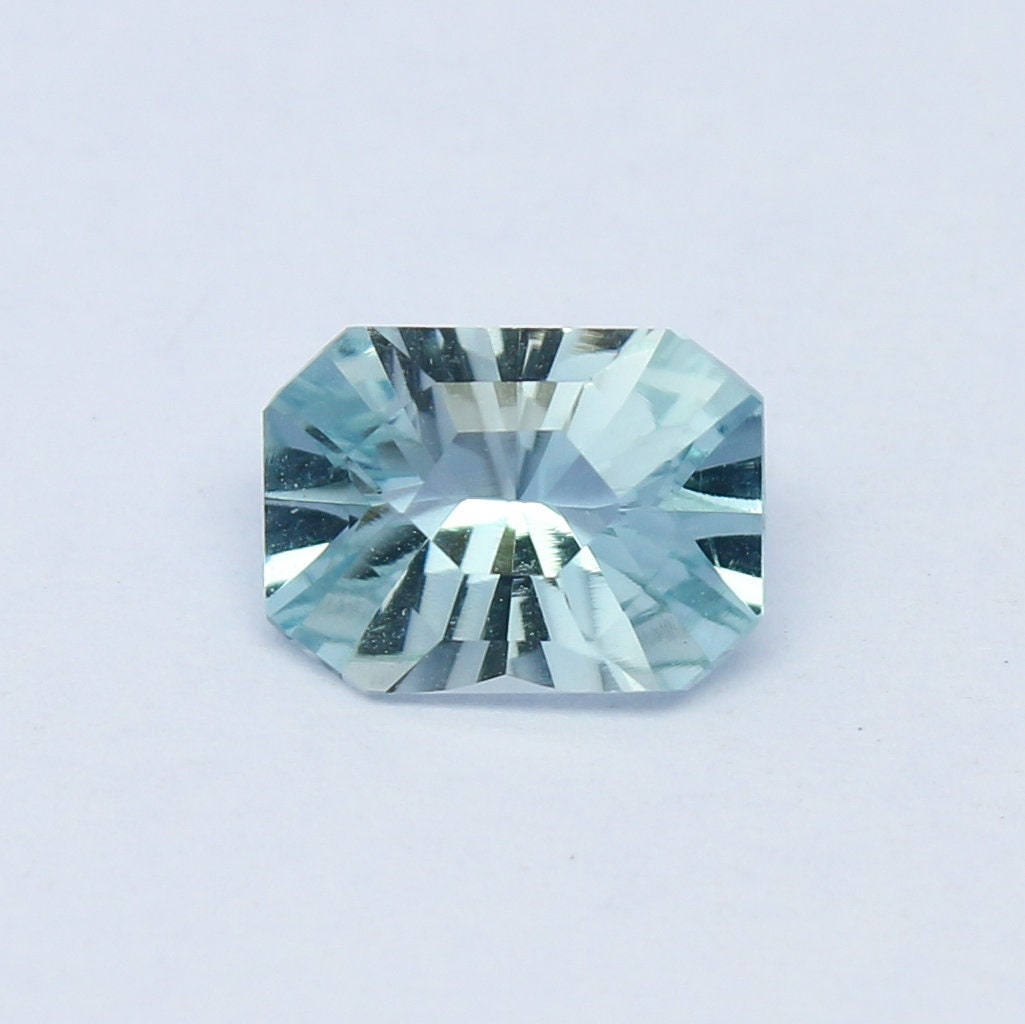 Natural Aquamarine 0.92 Carat 7.5x5.5 MM Concave Cut Faceted Gemstone