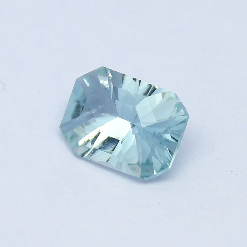 Natural Aquamarine 0.92 Carat 7.5x5.5 MM Concave Cut Faceted Gemstone