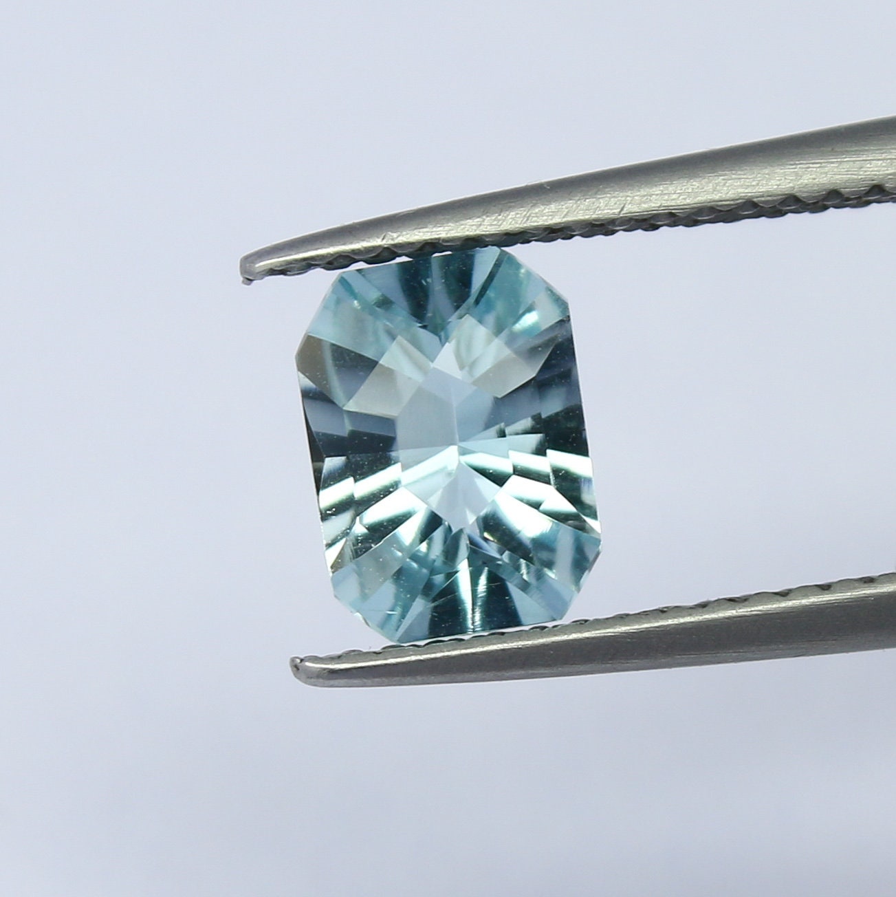 Natural Aquamarine 0.92 Carat 7.5x5.5 MM Concave Cut Faceted Gemstone