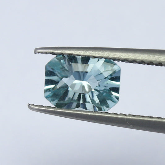 Natural Aquamarine 0.92 Carat 7.5x5.5 MM Concave Cut Faceted Gemstone