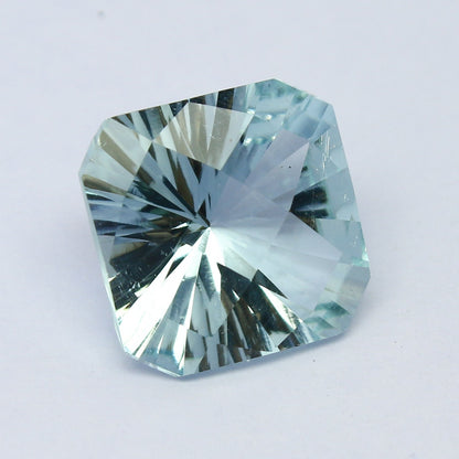 Natural Aquamarine 5.81 Carat 11.8x11.8 MM Concave Cut Faceted Gemstone