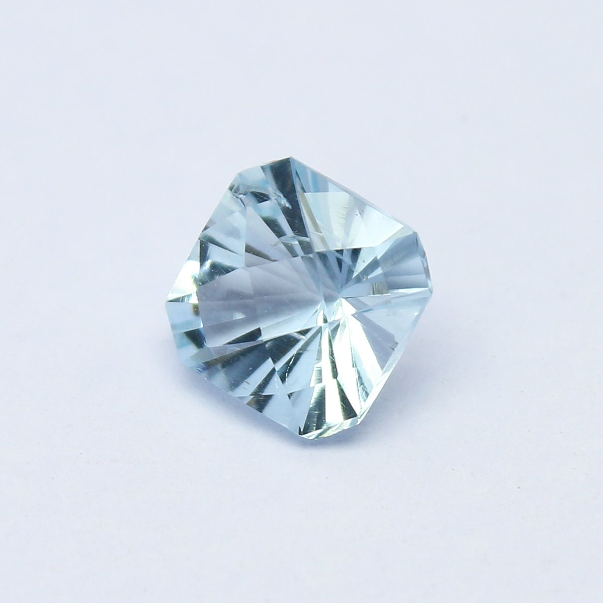 Natural Aquamarine 0.93 Carat 6x6 MM Concave Cut Faceted Gemstone