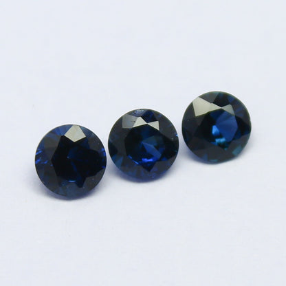 Natural Sapphire Lot Diamond Cut 0.87 Carat 4x4 MM Round Shape Faceted Gemstone 3 Piece Lot