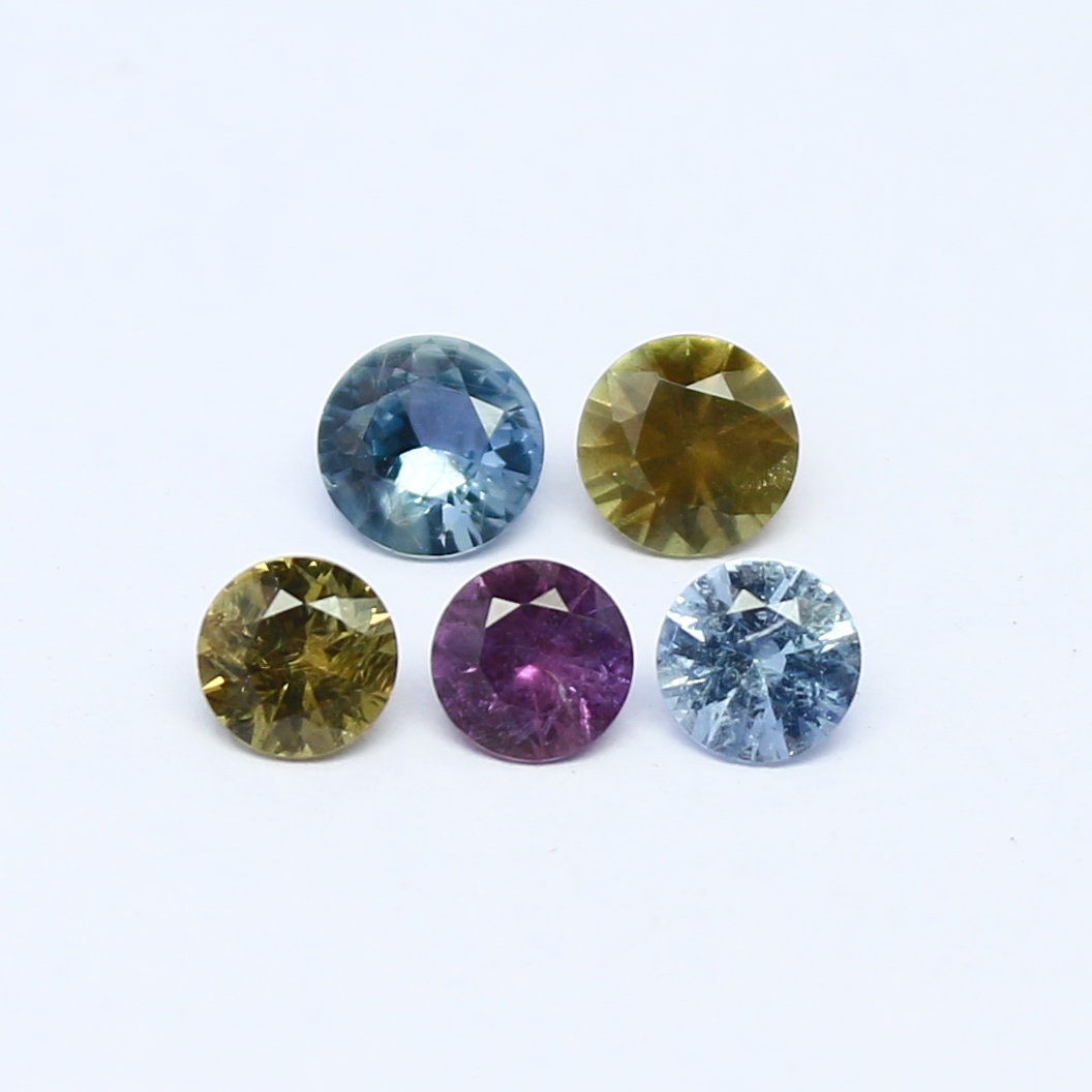 Natural Umba Sapphire Lot Diamond Cut 1.09 Carat 3.5x3.5 4x4 MM Round Shape Faceted Gemstone 5 Piece Lot