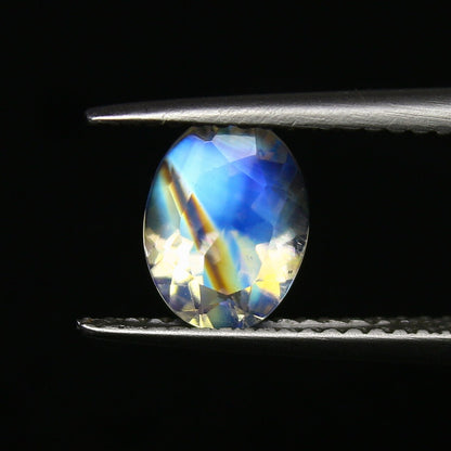 Natural Multi-Fire Rainbow Moonstone (Andesine Labradorite) 1.14 Carat 8x6 MM Oval Shape Faceted Gemstone