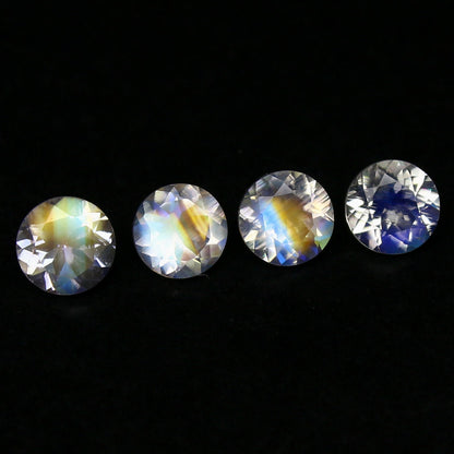 Natural Multi-Fire Rainbow Moonstone Lot 1.80 Carat 5x5 MM Round Shape Faceted Gemstone 4 Piece Lot