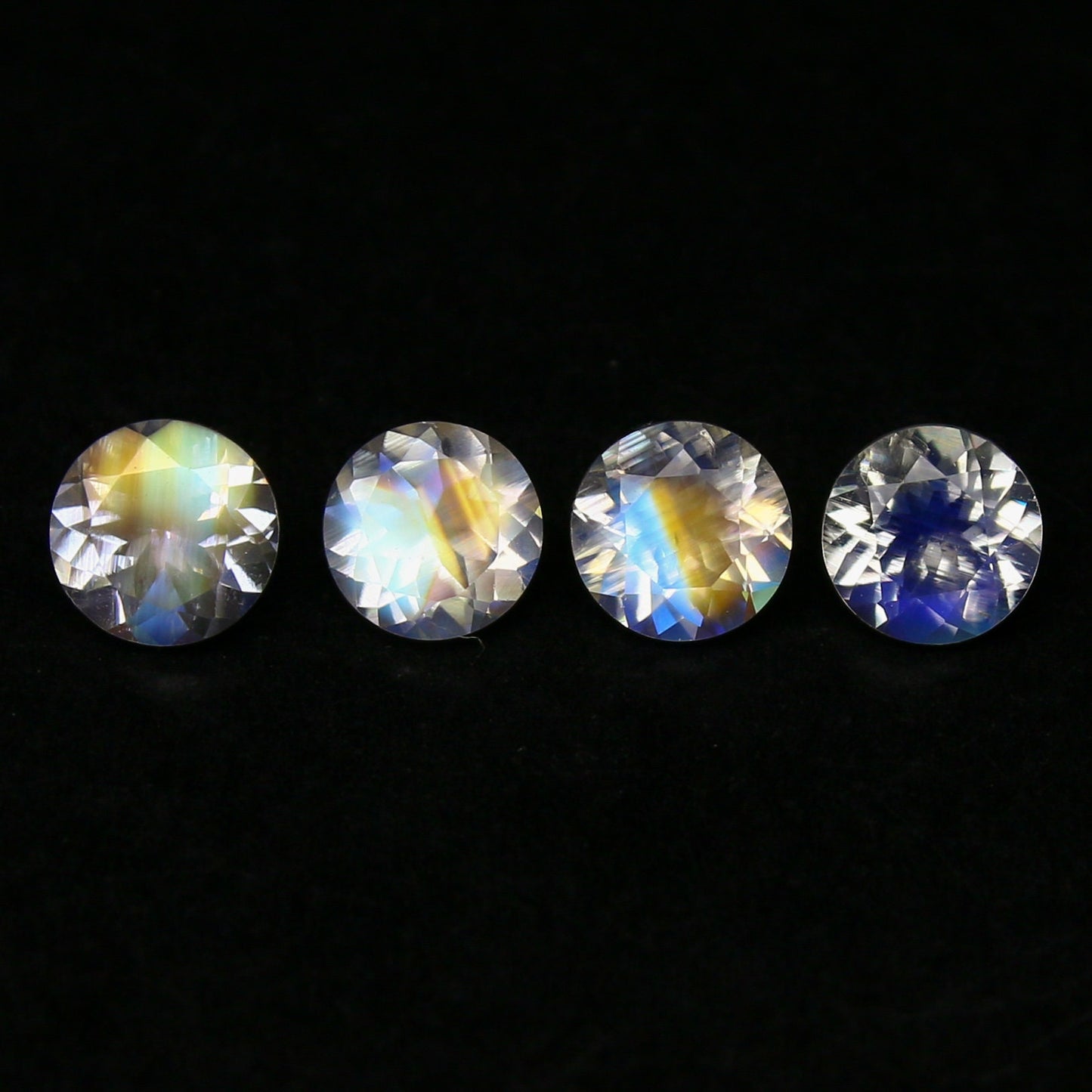 Natural Multi-Fire Rainbow Moonstone Lot 1.80 Carat 5x5 MM Round Shape Faceted Gemstone 4 Piece Lot