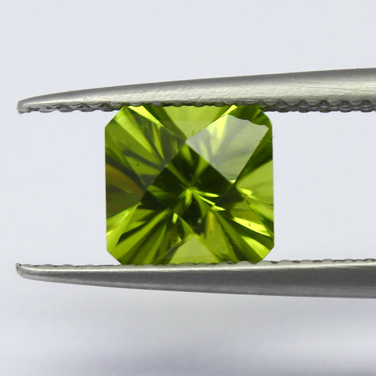 Natural Peridot 1.82 Carat 6.9x6.9 MM Concave Cut  Faceted Gemstone