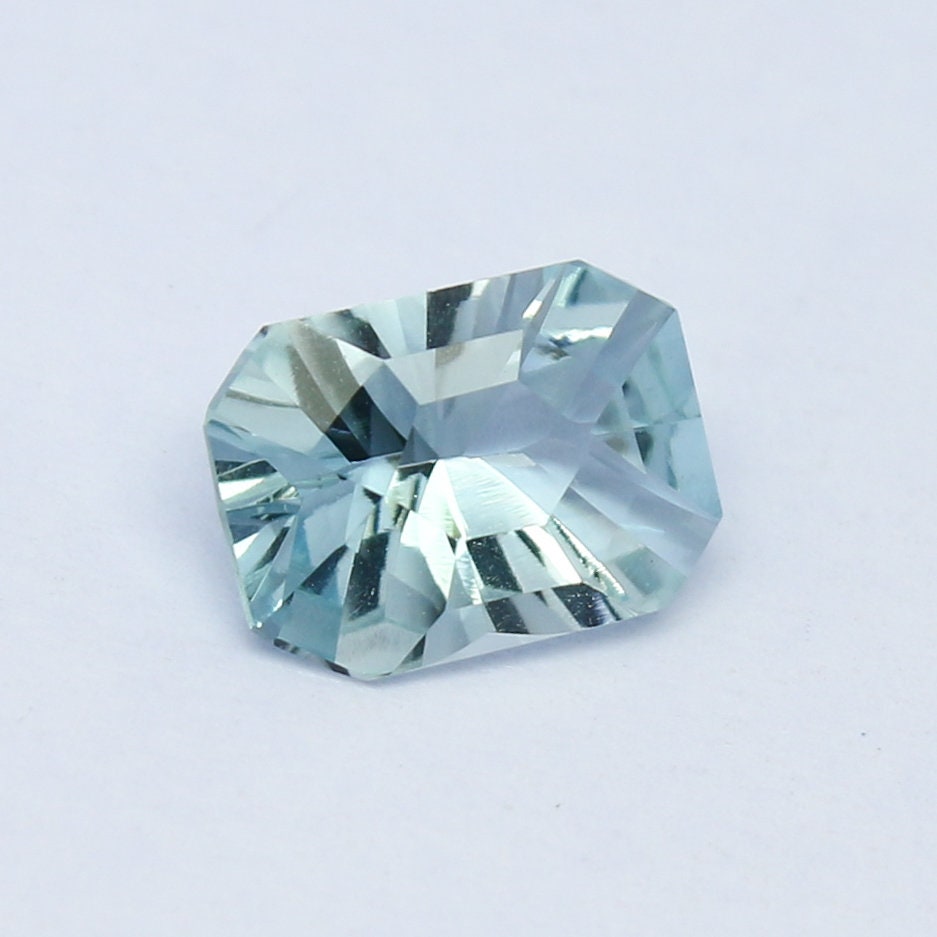 Natural Aquamarine 0.92 Carat 7.5x5.5 MM Concave Cut Faceted Gemstone