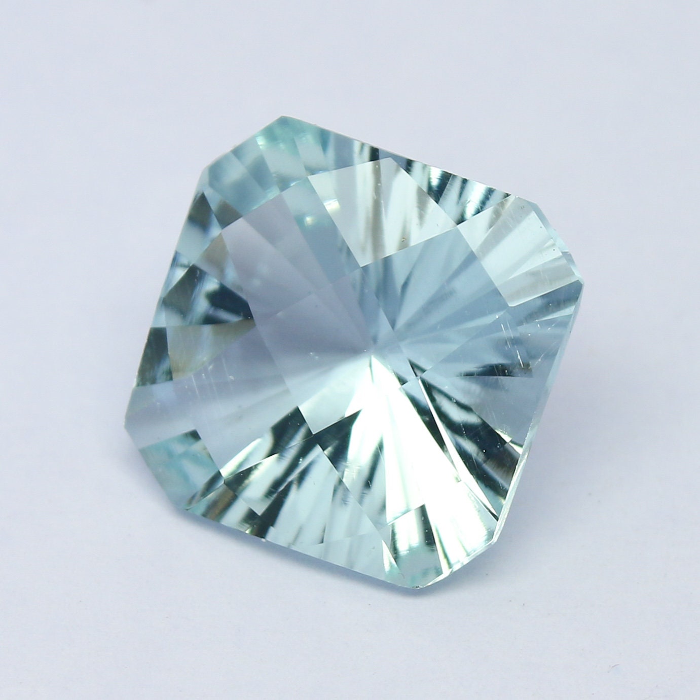 Natural Aquamarine 5.81 Carat 11.8x11.8 MM Concave Cut Faceted Gemstone