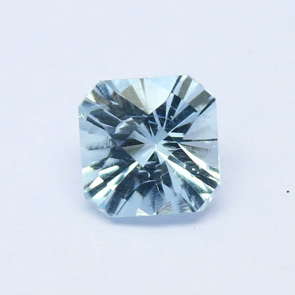 Natural Aquamarine 0.93 Carat 6x6 MM Concave Cut Faceted Gemstone