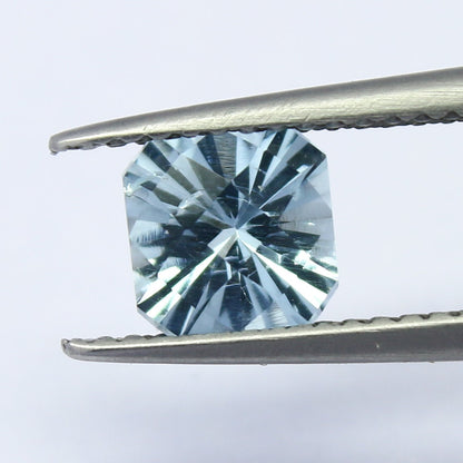 Natural Aquamarine 0.93 Carat 6x6 MM Concave Cut Faceted Gemstone