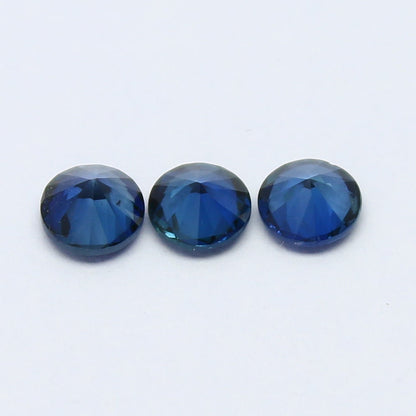 Natural Sapphire Lot Diamond Cut 0.87 Carat 4x4 MM Round Shape Faceted Gemstone 3 Piece Lot