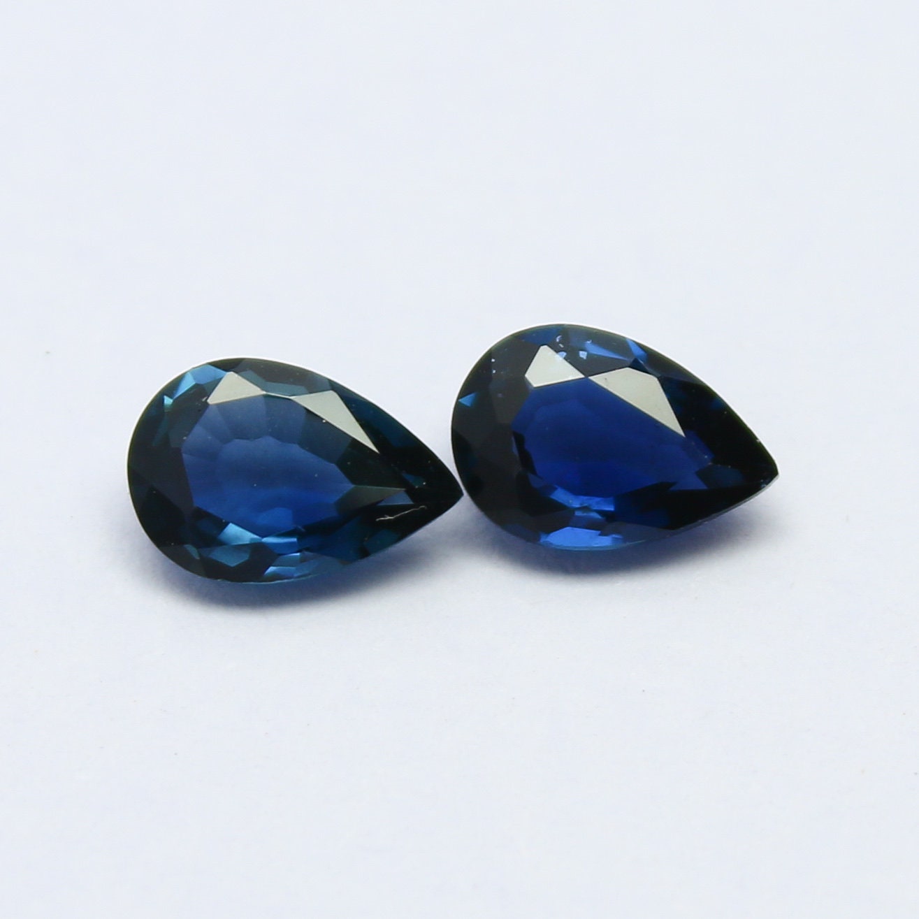 Natural Sapphire Lot 0.91 Carat 6x4 MM Pear Shape Faceted Gemstone 2 Piece Lot