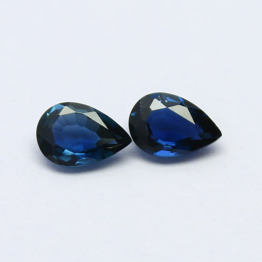 Natural Sapphire 0.91 Carat 6x4 MM Pear Shape Faceted Gemstone Pair