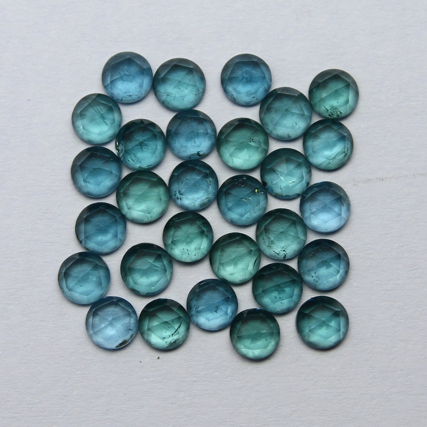 Natural Indicolite Tourmaline Lot 7.59 Carat 4x4 MM Round Shape Rosecut Gemstone 29 Piece Lot