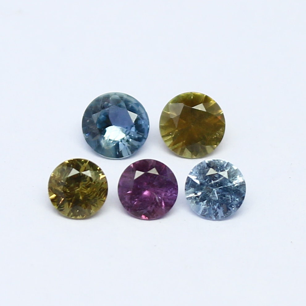 Natural Umba Sapphire Lot Diamond Cut 1.09 Carat 3.5x3.5 4x4 MM Round Shape Faceted Gemstone 5 Piece Lot