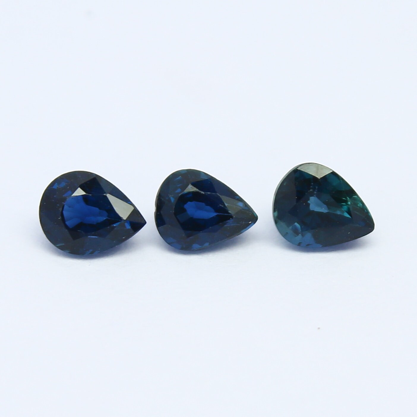 Natural Sapphire Lot 1.41 Carat 5x4 MM Pear Shape Faceted Gemstone 3 Piece Lot