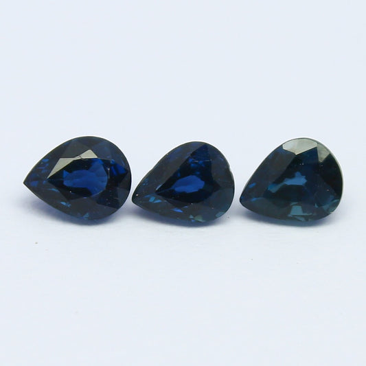 Natural Sapphire Lot 1.41 Carat 5x4 MM Pear Shape Faceted Gemstone 3 Piece Lot