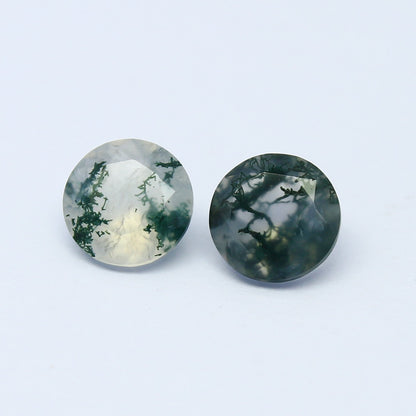 Natural Moss Agate Lot 1.64 Carat 6.6x6.6 MM Round Shape Faceted Gemstone 2 Piece Lot