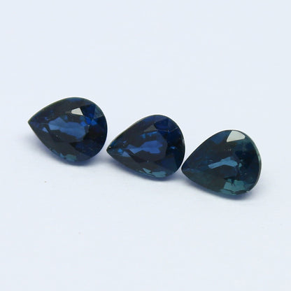 Natural Sapphire Lot 1.41 Carat 5x4 MM Pear Shape Faceted Gemstone 3 Piece Lot