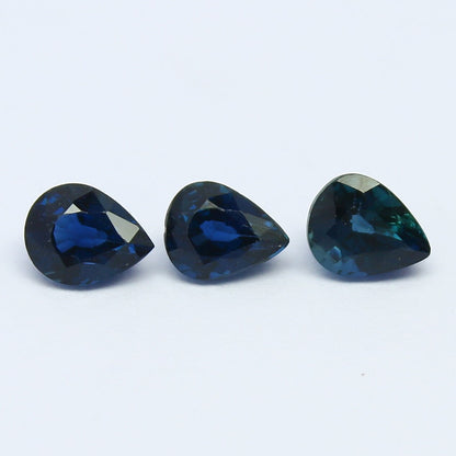 Natural Sapphire Lot 1.41 Carat 5x4 MM Pear Shape Faceted Gemstone 3 Piece Lot