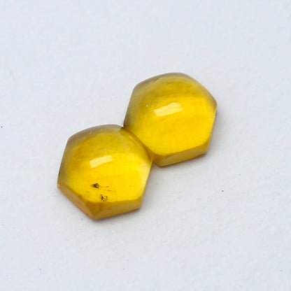 Natural Citrine Pair 1.32 Carat 5x5 MM Hexagon Shape Cabochon Gemstone Pair