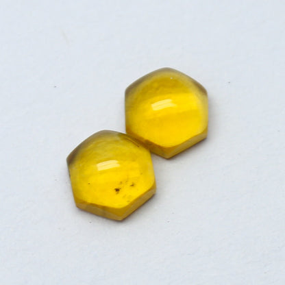 Natural Citrine Pair 1.32 Carat 5x5 MM Hexagon Shape Cabochon Gemstone Pair