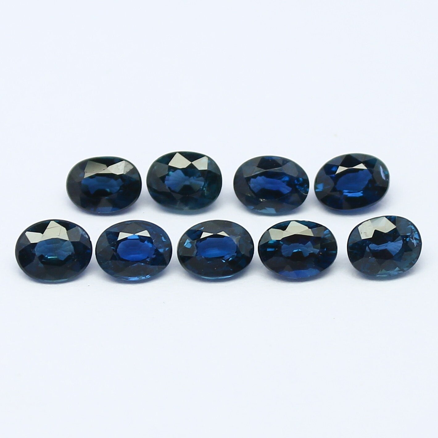 Natural Sapphire Lot 4.02 Carat 5x4 MM Oval Shape Faceted Gemstone 9 Piece Lot