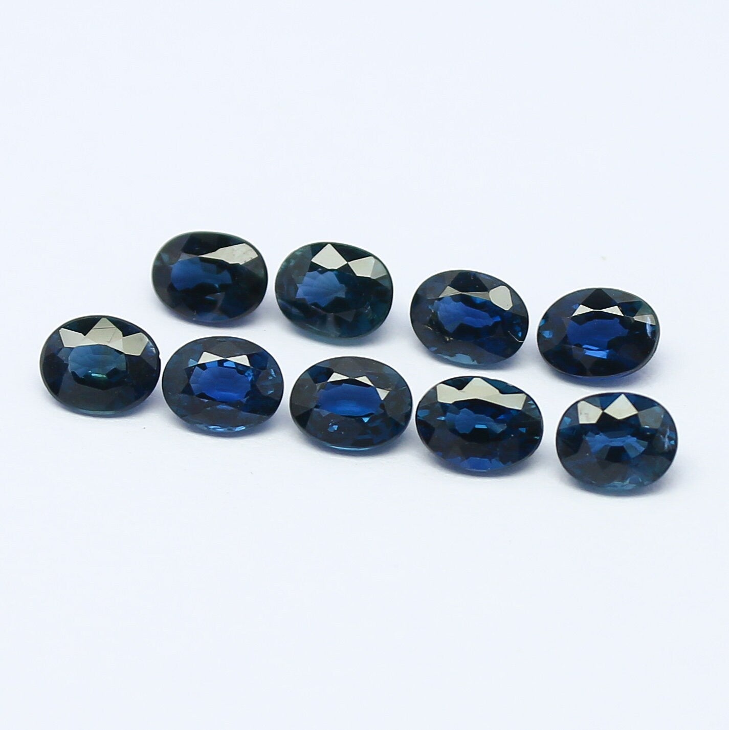 Natural Sapphire Lot 4.02 Carat 5x4 MM Oval Shape Faceted Gemstone 9 Piece Lot