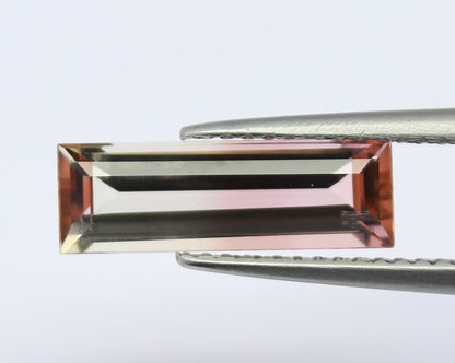 Natural Bi-color Tourmaline 1.96 Carat 14x4.7 MM Baguette Shape Faceted Gemstone