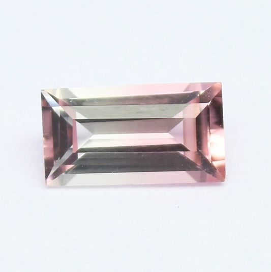 Natural Bi-color Tourmaline 0.72 Carat 7.5x4.7 MM Baguette Shape Faceted Gemstone