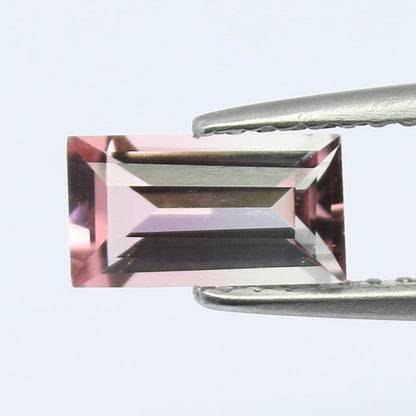 Natural Bi-color Tourmaline 0.72 Carat 7.5x4.7 MM Baguette Shape Faceted Gemstone