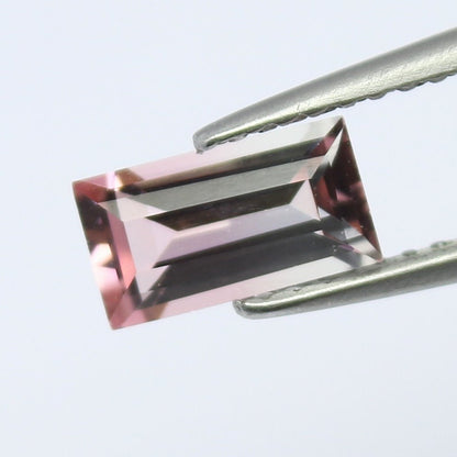 Natural Bi-color Tourmaline 0.72 Carat 7.5x4.7 MM Baguette Shape Faceted Gemstone