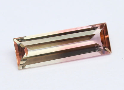 Natural Bi-color Tourmaline 1.96 Carat 14x4.7 MM Baguette Shape Faceted Gemstone