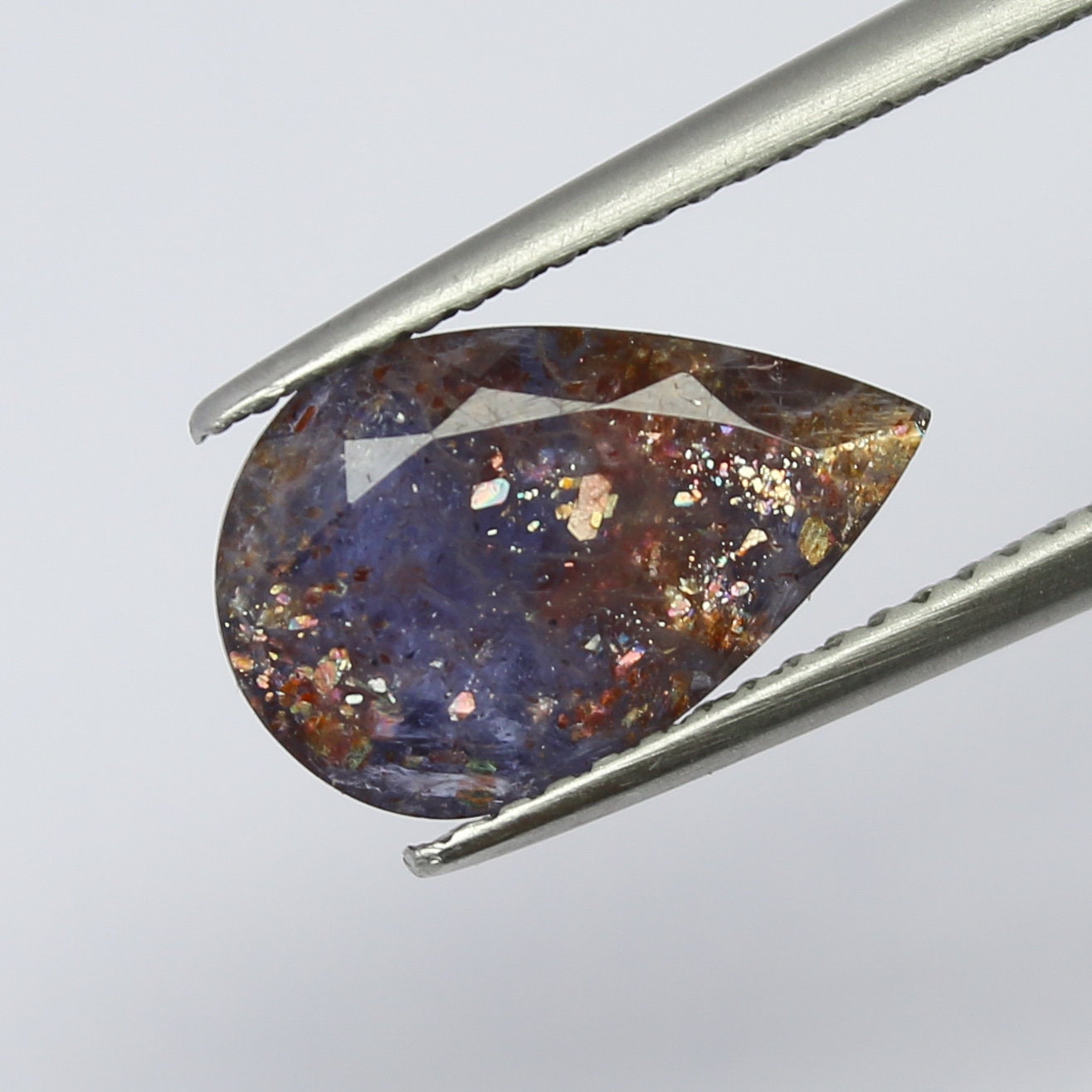 Natural Rare BloodShot Iolite Sunstone 2.36 Carat 12.4x8 MM Pear Shape Faceted Gemstone