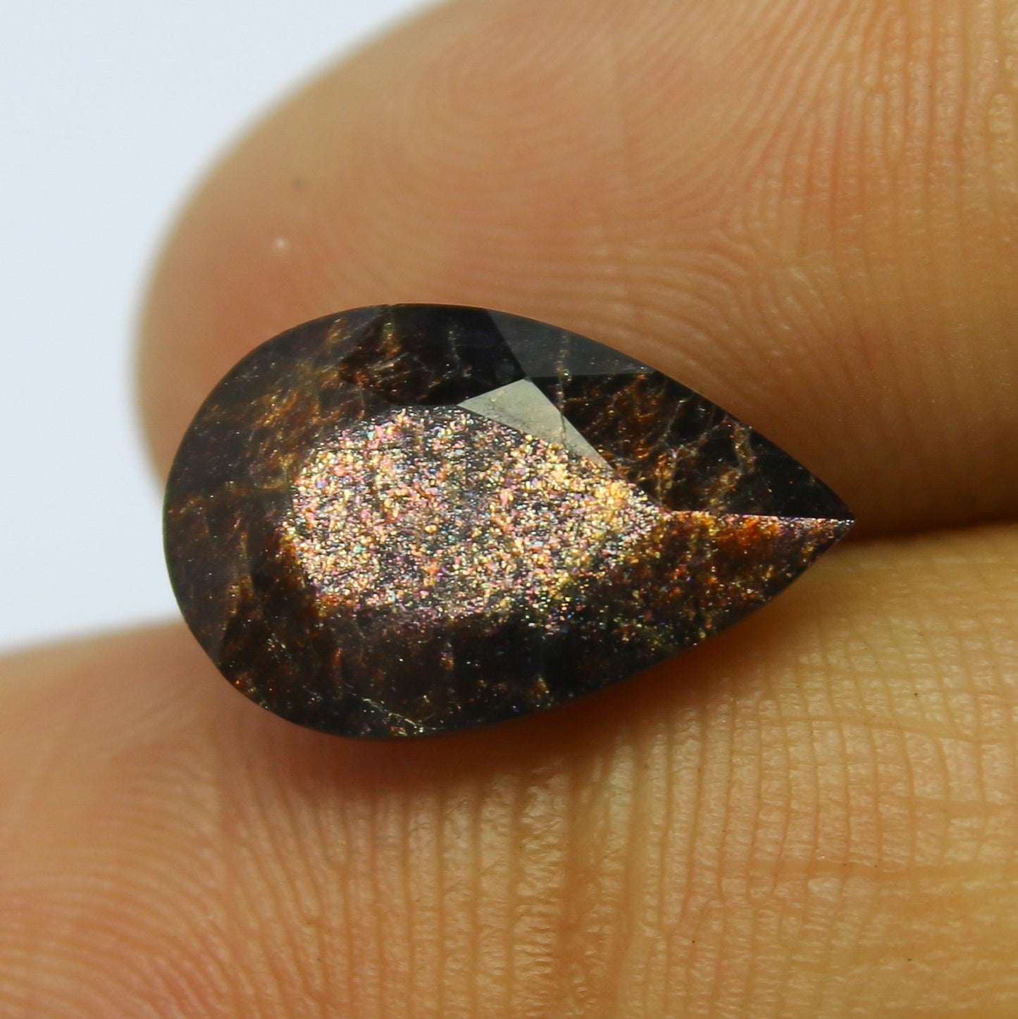 Natural Rare BloodShot Iolite Sunstone 3.63 Carat 13.4x8.8 MM Pear Shape Faceted Gemstone