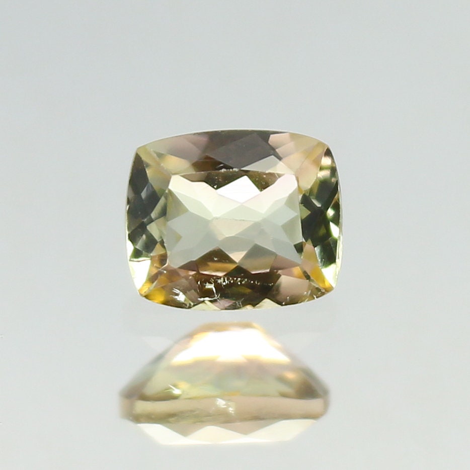 Natural Bi-Color Tourmaline 0.78 Carat 6x5 MM Cushion Shape Faceted Gemstone