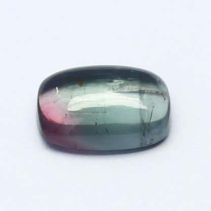 Natural Bi-color Tourmaline 2.64 Carat 10x7 MM Cushion Shape Cabochon Gemstone