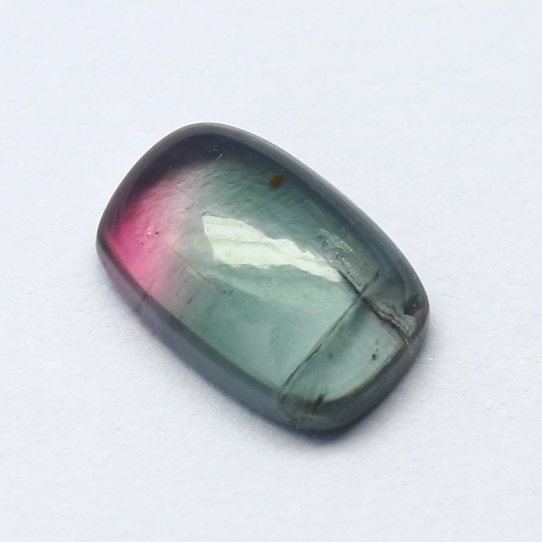 Natural Bi-color Tourmaline 2.64 Carat 10x7 MM Cushion Shape Cabochon Gemstone