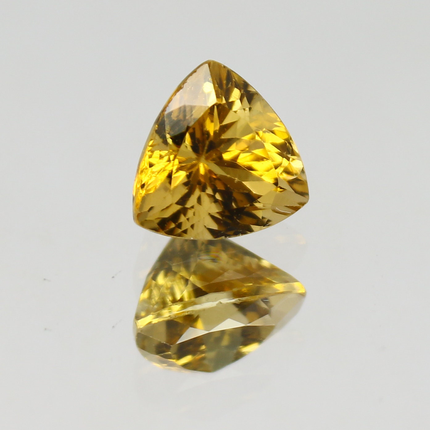 Natural Yellow Tourmaline 3.09 Carat 9x9 MM Trillion Shape Faceted Gemstone