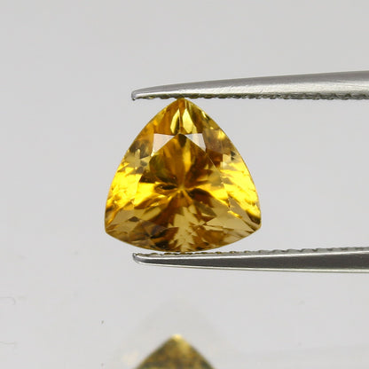 Natural Yellow Tourmaline 3.09 Carat 9x9 MM Trillion Shape Faceted Gemstone