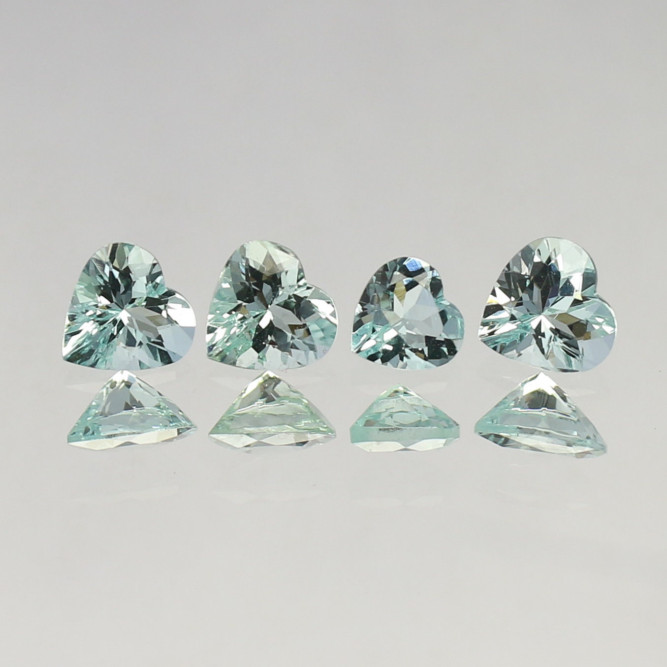 Natural Mint Green Beryl Lot 1.99 Carat Heart Shape Faceted Gemstone 4 Pieces Lot