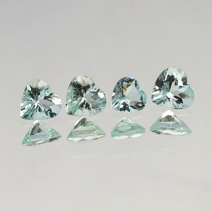 Natural Mint Green Beryl Lot 1.99 Carat Heart Shape Faceted Gemstone 4 Pieces Lot