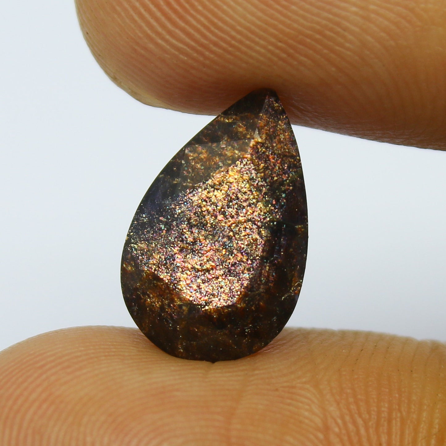 Natural Rare BloodShot Iolite Sunstone 3.63 Carat 13.4x8.8 MM Pear Shape Faceted Gemstone