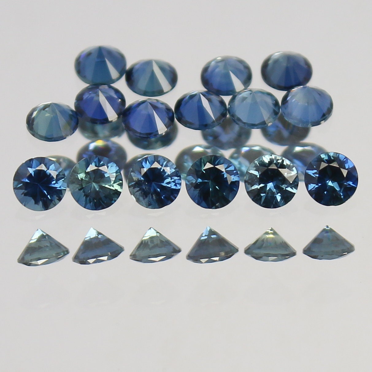 Natural Sapphire Lot Diamond Cut 1.84 Carat 3x3 MM Round Shape Faceted Gemstone 16 Piece Lot