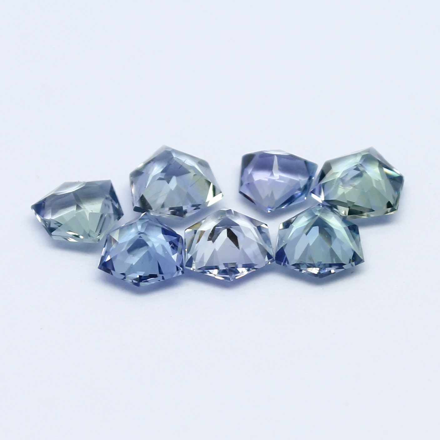 Natural Bi-Color Tanzanite Lot 2.40 Carat Mix Size Fancy Shape Faceted Gemstone 7 Piece Lot