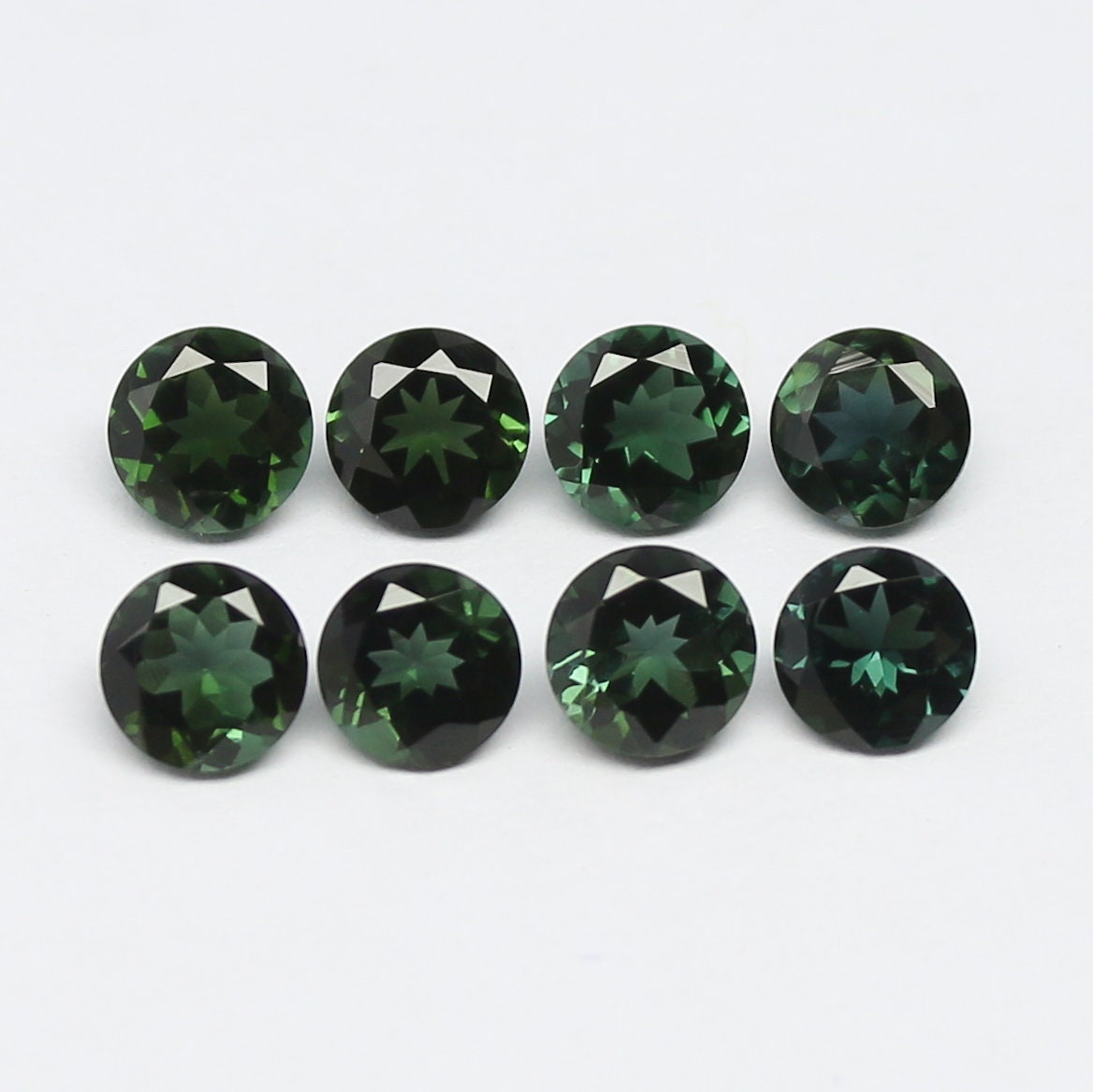 Natural Green Tourmaline Lot 3.75 Carat 5x5 MM Round Shape Faceted Gemstone 8 Piece Lot